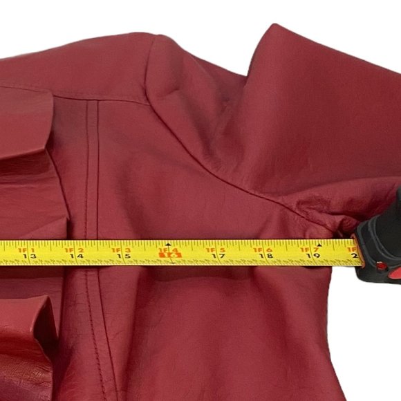 Jou Jou Faux Leather Burgundy Lined Zipper Front Closure - Picture 7 of 13